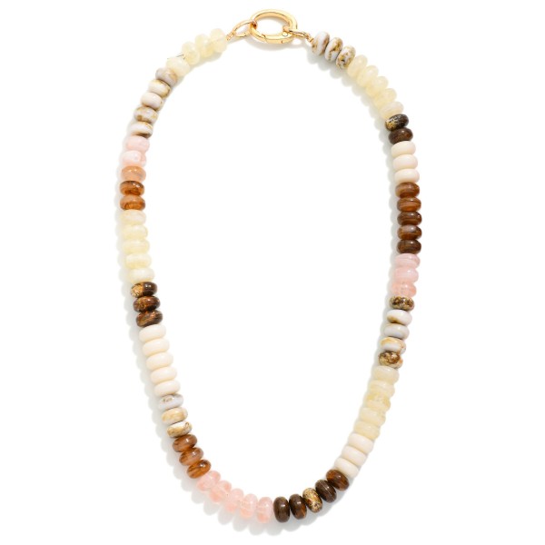 Marbled Acetate Stone Disk Beaded Necklace

- Approximately 16" L
