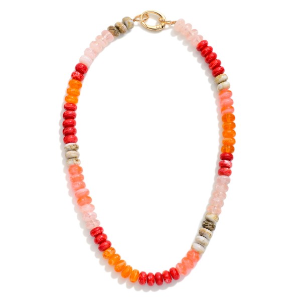 Marbled Acetate Stone Disk Beaded Necklace

- Approximately 16" L
