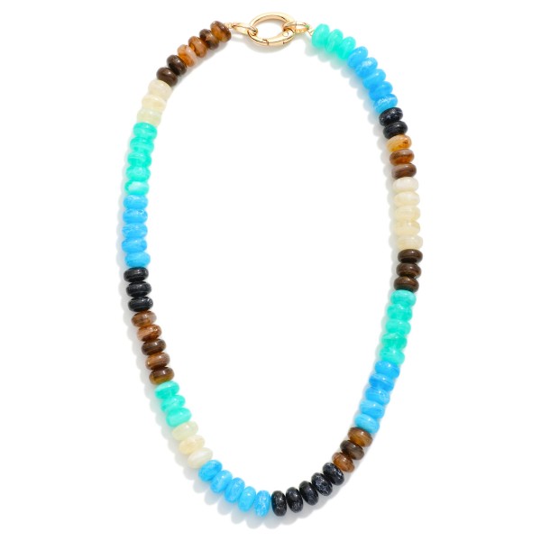 Marbled Acetate Stone Disk Beaded Necklace

- Approximately 16" L
