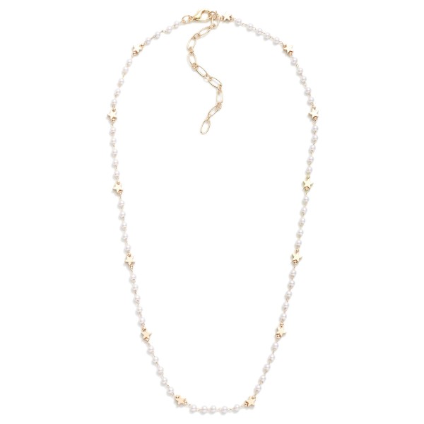 Wholesale chain Link Necklace Pearls Metal Star Stations L