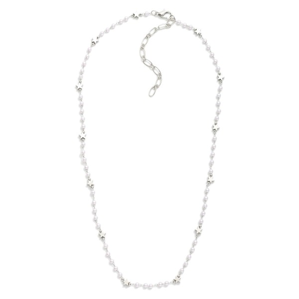 Wholesale chain Link Necklace Pearls Metal Star Stations L