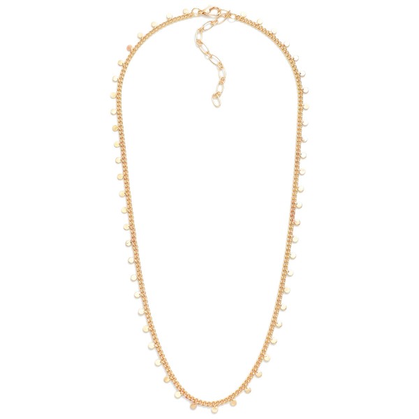 Flat Chain Link Necklace Featuring Round Discs Charms Stations 

- Approximately 18" L