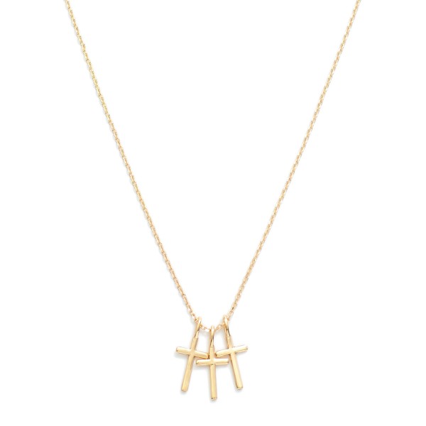 Metal Tone Necklace Featuring Cross Pendants

- Approximately 14" L
- Extender 3" L