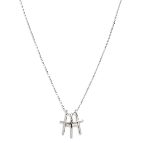Metal Tone Necklace Featuring Cross Pendants

- Approximately 14" L
- Extender 3" L