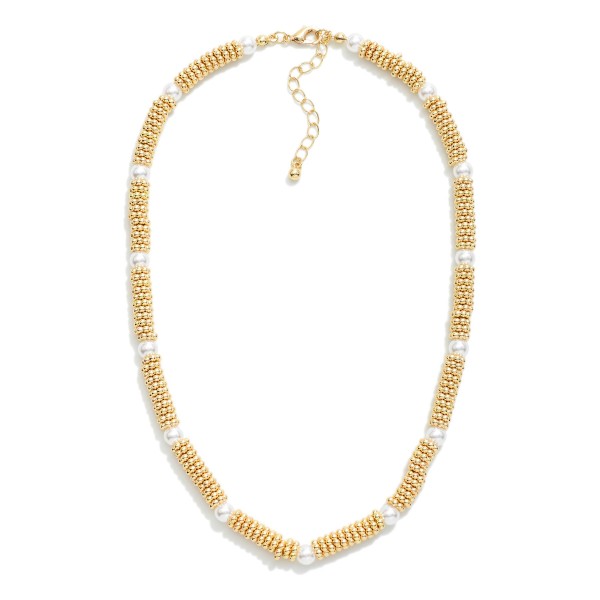 Metal Tone Necklace Featuring Clustered Beads 
