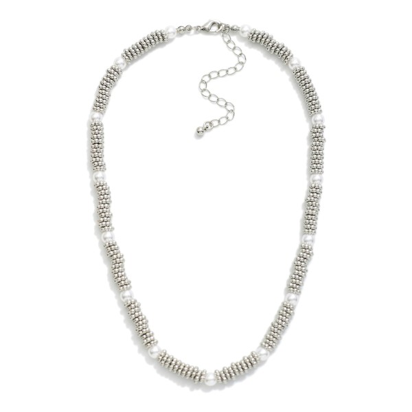 Metal Tone Necklace Featuring Clustered Beads 