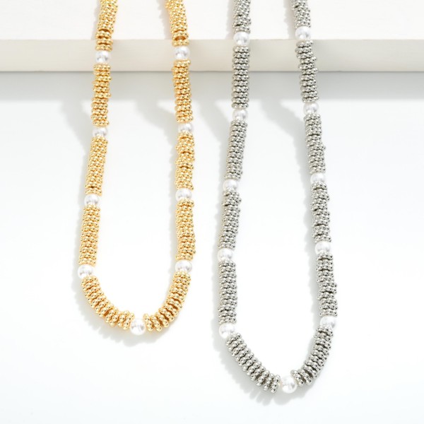 Metal Tone Necklace Featuring Clustered Beads 