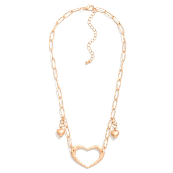 Paper Clip Chain Link Necklace Featuring Heart Pendant 

- Approximately 18" L 