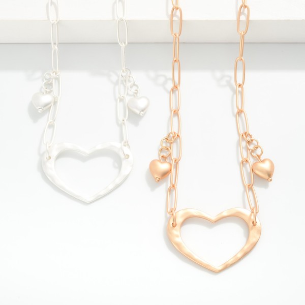 Paper Clip Chain Link Necklace Featuring Heart Pendant 

- Approximately 18" L 
