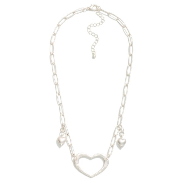Paper Clip Chain Link Necklace Featuring Heart Pendant 

- Approximately 18" L 