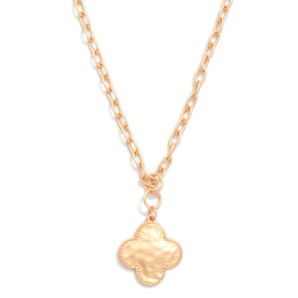 Chain Link Necklace Featuring Hammered Clover 

- Approximately 18" L 