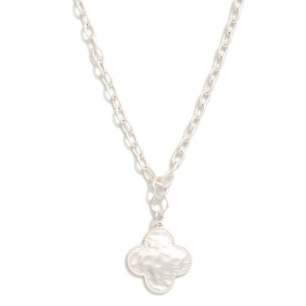 Chain Link Necklace Featuring Hammered Clover 

- Approximately 18" L 
