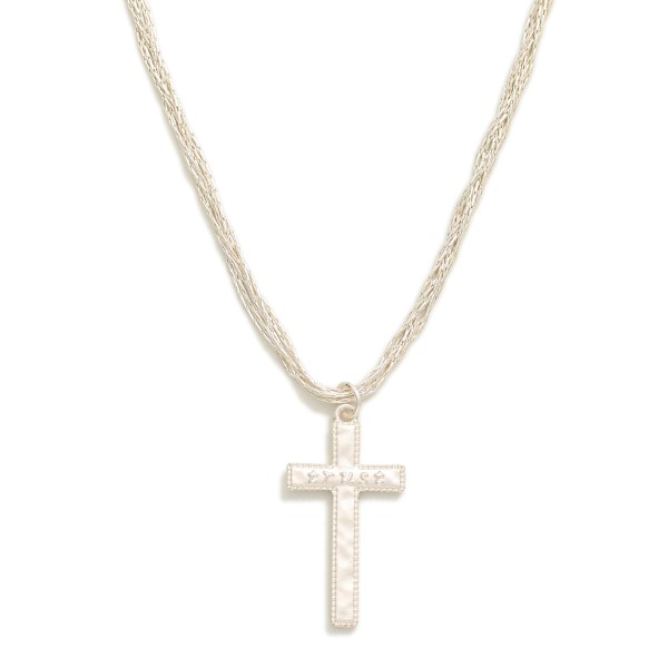 Intertwined Chain Link Featuring Cross Pendent With "TRUST" Engraved  

- Approximately 18" L 