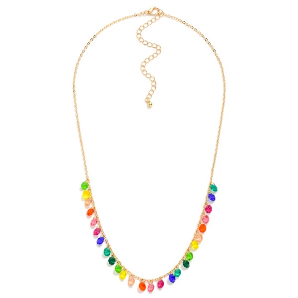 Dainty Chain Link Necklace Featuring Rhinestone Charms 

- Approximately 14" L 
- Extender 3" L 