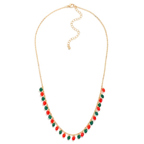Dainty Chain Link Necklace Featuring Rhinestone Charms 

- Approximately 14" L 
- Extender 3" L 