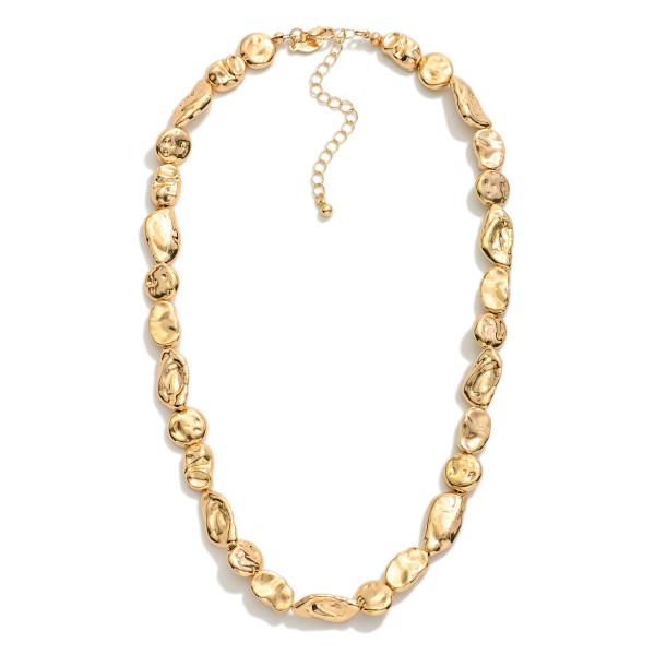 Chunky Barque Metal Tone Beaded Chain Necklace

- Approximately 16" L
- Extender 3" L

