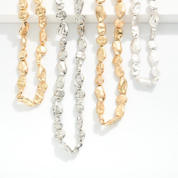 Chunky Barque Metal Tone Beaded Chain Necklace

- Approximately 16" L
- Extender 3" L

