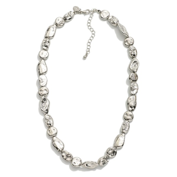 Chunky Barque Metal Tone Beaded Chain Necklace

- Approximately 16" L
- Extender 3" L

