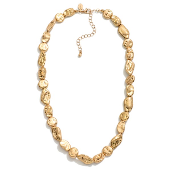 Chunky Barque Metal Tone Beaded Chain Necklace

- Approximately 16" L
- Extender 3" L

