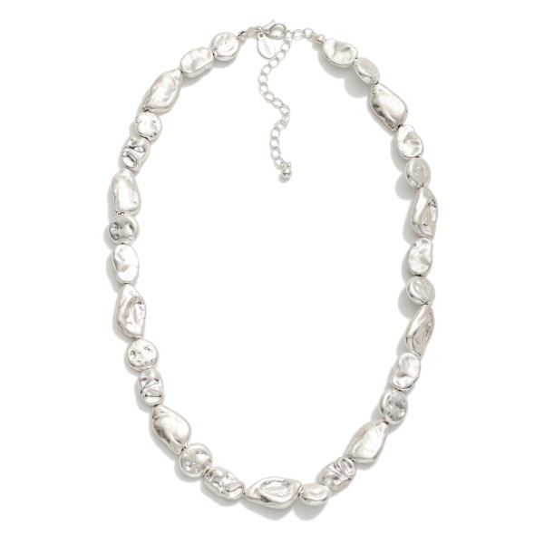 Chunky Barque Metal Tone Beaded Chain Necklace

- Approximately 16" L
- Extender 3" L

