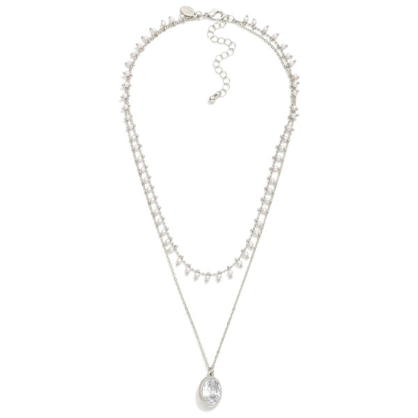 Wholesale layered Chain Link Necklace Pearls Rhinestone Pendent L Extender L