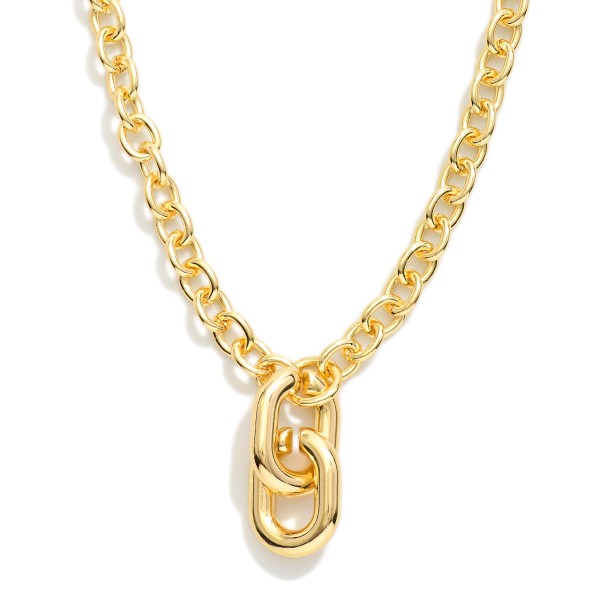 Chain Link Necklace Featuring Metal Tone Links Pendant 

- Approximately 16" L
- Extender 3" L