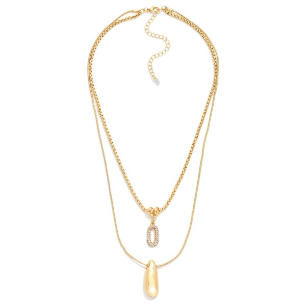 Layered Bow And Snake Chain Necklace Featuring Gold Tone Pendants

- Approximately 18" L