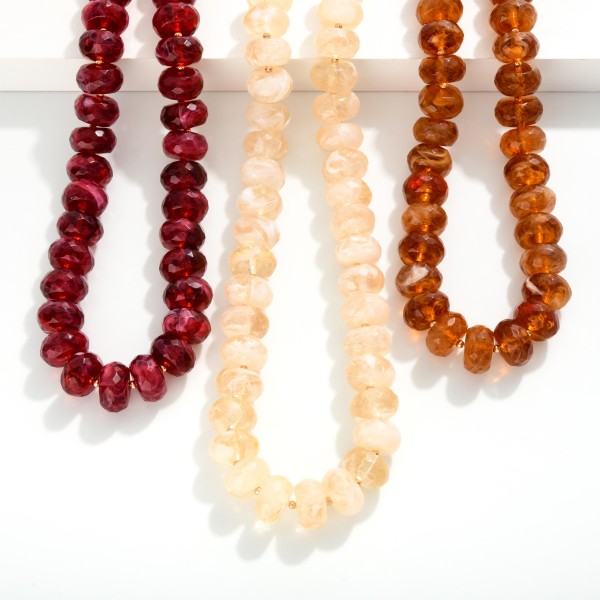 Marbled Acetate Faceted Bead Necklace 

- Approximately 16" L