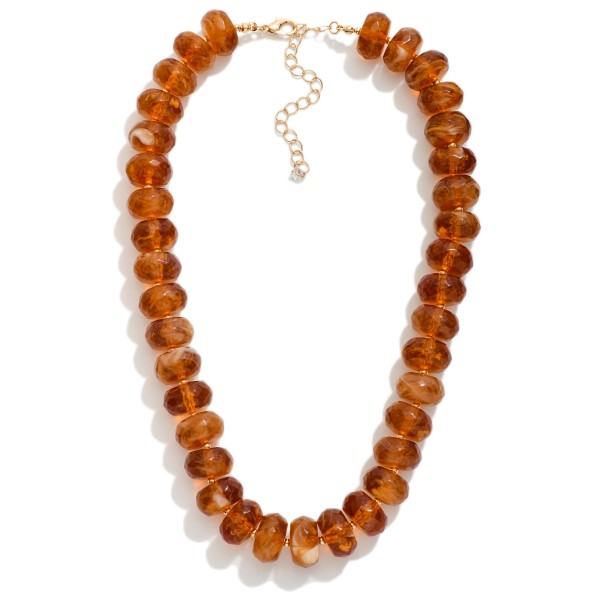 Marbled Acetate Faceted Bead Necklace 

- Approximately 16" L