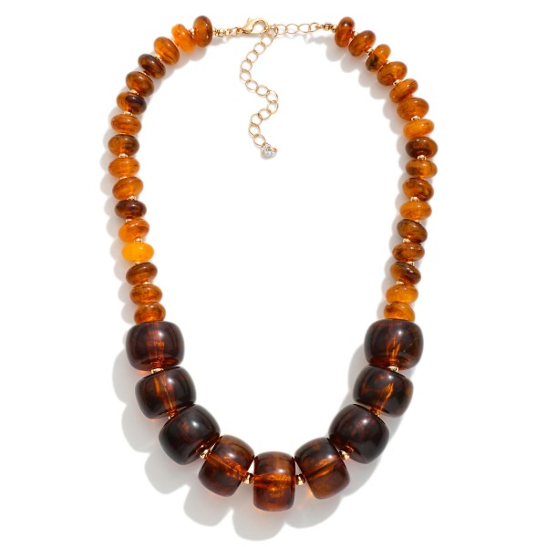 Chunky Marbled Acetate Beaded Necklace Featuring Gold Tone Beads 

- Approximately 14" L
- Extender 3" L