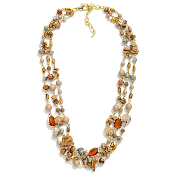 Layered Linked Stones & Glass Crystal Beads 

- Approximately 16" L
- Extender 3" L