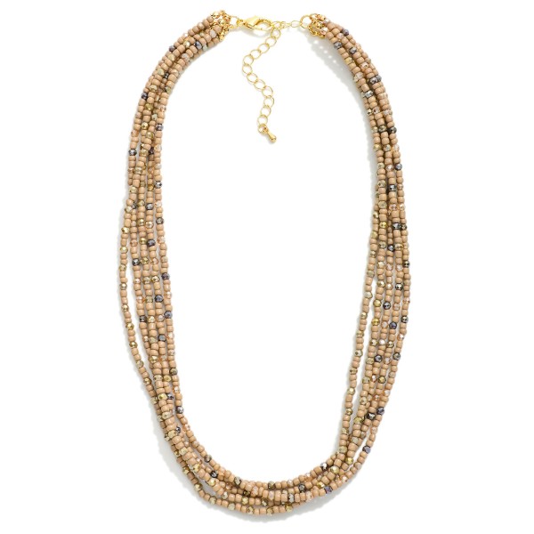 Wholesale layered Beaded Necklace Petite Faceted Beads L Extender L
