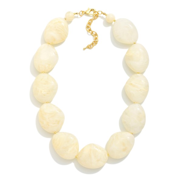 Chunky Marbled Acetate Bead Beaded Necklace

- Approximately 16" L
- Extender 3" L