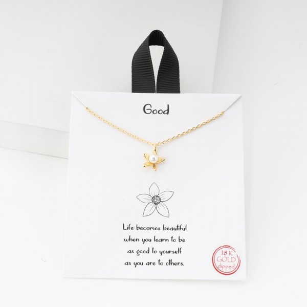 Dainty Chain Link Necklace Featuring Flower Pendant

- Approximately 16" L
- Extender 2" L
- Hypoallergenic Brass Base
- 18K Gold or White Gold Dipped
- Made in Korea
-Card: "Life becomes beautiful when you learn to be as good to yourself as you are to others."