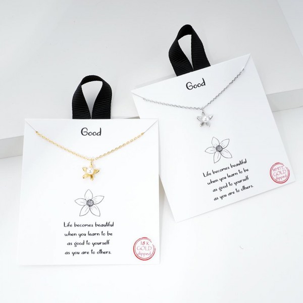 Dainty Chain Link Necklace Featuring Flower Pendant

- Approximately 16" L
- Extender 2" L
- Hypoallergenic Brass Base
- 18K Gold or White Gold Dipped
- Made in Korea
-Card: "Life becomes beautiful when you learn to be as good to yourself as you are to others."