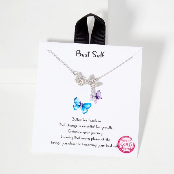 Dainty Chain Link Necklace Featuring Cubic Zirconia Butterfly Pendant

- Approximately 16" L
- Extender 2" L
- Hypoallergenic Brass Base
- 18K Gold or White Gold Dipped
- Made in Korea
-Card: "Butterflies teach us that change is essential for growth. Embrace your journey, knowing that every phase of life brings you closer to becoming your best self."