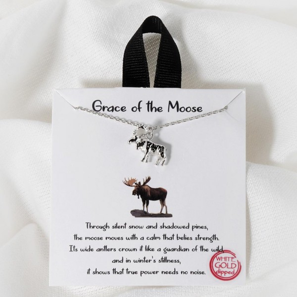 Wholesale dainty Chain Link Necklace Metal Moose Pendant L Extender L Hypoallerg