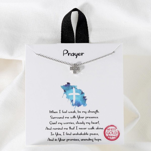 Dainty Chain Link Necklace Featuring Cubic Zirconia Plus Cross Pendant 			
					
- Approximately 16" L					
- Extender 2" L					
- Hypoallergenic Brass Base					
- 18K Gold Dipped					
- Card: "When I feel weak, be my strength. Surround me with Your presence. Quiet my worries, steady my heart, And remind me that I never walk alone. In You, I find unshakable peace, And in your promises, unending hope."					