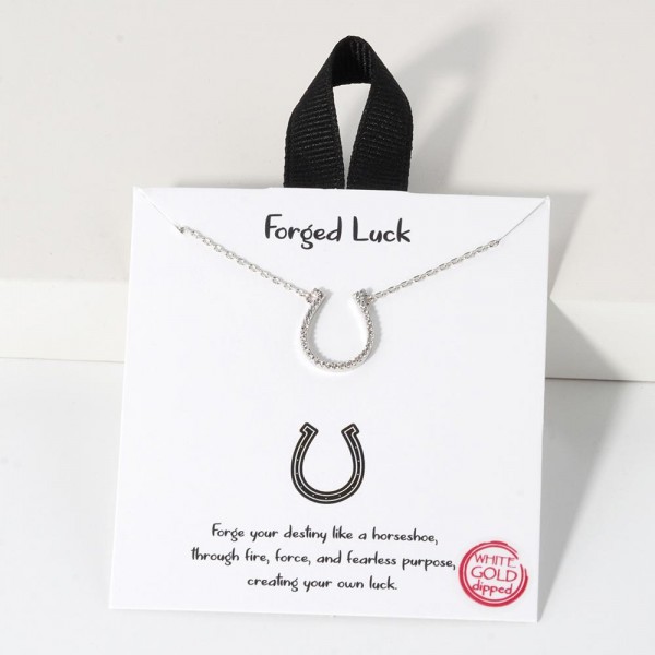 Wholesale dainty Chain Link Necklace Cubic Zirconia Horseshoe Pedant L Extender