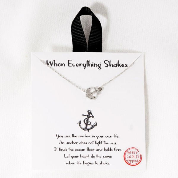 Dainty Chain Link Necklace Featuring Cubic Zirconia Anchor Pendant

- Approximately 16" L
- Extender 2" L
- Hypoallergenic Brass Base
- 18K Gold or White Gold Dipped
- Made in Korea
-Card: " You are the anchor in your own life. An anchor does not fight the sea. It finds the ocean floor and holds firm. Let your heart do the same when life begins to shake ."
