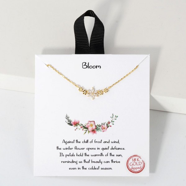 Wholesale dainty Chain Link Necklace Cubic Zirconia Flower Cluster Pendant L Ext