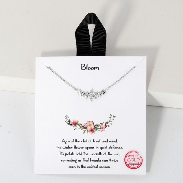 Wholesale dainty Chain Link Necklace Cubic Zirconia Flower Cluster Pendant L Ext