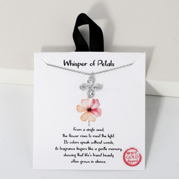 Wholesale dainty Chain Link Necklace Cubic Zirconia Flower Pendant L Extender L