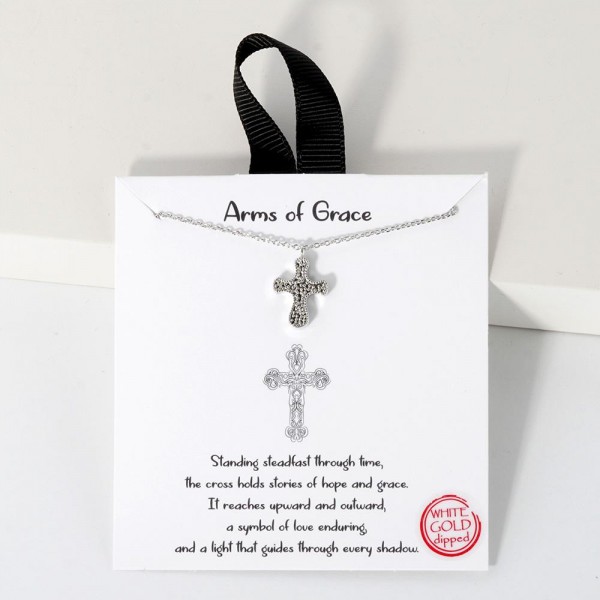 Wholesale dainty Chain Link Necklace Textured Metal Cross Pendant L Extender L H