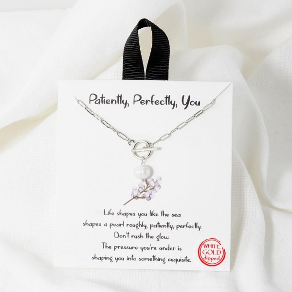 Dainty Chain Link Necklace Featuring Pearl Toggle Clasp Pendant

- Approximately 16" L
- Extender 2" L
- Hypoallergenic Brass Base
- 18K Gold or White Gold Dipped
- Made in Korea
-Card: "Life shapes you like the sea shapes a pearl roughly, patiently, perfectly. Don't rush the glow. The pressure you're under is shaping you into something exquisite.