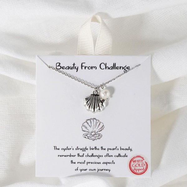 Wholesale dainty Chain Link Necklace Metal Shell Pearl Pendant L Extender L Hypo