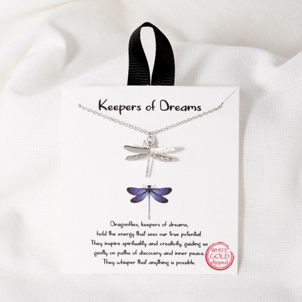 Dainty Chain Link Necklace Featuring Dragonfly Pendant

- Approximately 16" L
- Extender 2" L
- Made in Korea
- Hypoallergenic Brass Base
- 18K Gold Dipped
- Card: "Dragonflies, keepers of dreams, hold the energy that sees our true potential.They inspire spirituality and creativity, guiding us gently on paths of discovery and inner peace. They whisper that anything is possible."

