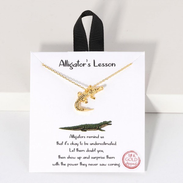 Dainty Chain Link Necklace Featuring Alligator Pendant

- Approximately 16" L
- Extender 2" L
- Hypoallergenic Brass Base
- 18K Gold or White Gold Dipped
- Made in Korea
-Card: "Alligators remind us that its okay to be underestimated. Let them doubt you, then show up and surprise them with the power they never saw coming."