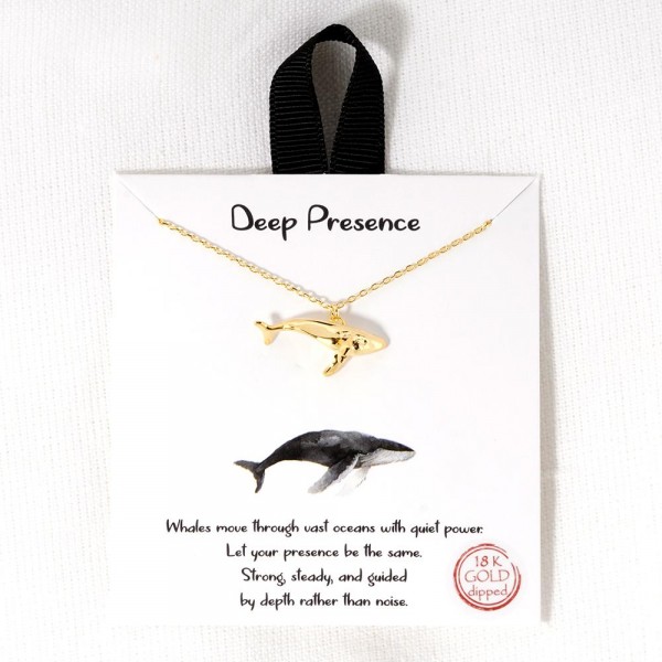 Dainty Chain Link Necklace Featuring Whale Pendant

- Approximately 16" L
- Extender 2" L
- Hypoallergenic Brass Base
- 18K Gold or White Gold Dipped
- Made in Korea
-Card: "Whales move through vast oceans with quiet power. Let your presence be the same. Strong, steady, and guided by depth rather than noise."

