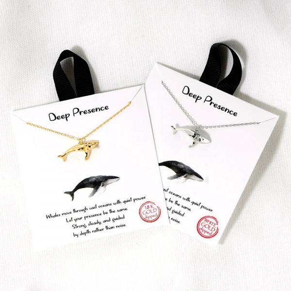 Dainty Chain Link Necklace Featuring Whale Pendant

- Approximately 16" L
- Extender 2" L
- Hypoallergenic Brass Base
- 18K Gold or White Gold Dipped
- Made in Korea
-Card: "Whales move through vast oceans with quiet power. Let your presence be the same. Strong, steady, and guided by depth rather than noise."

